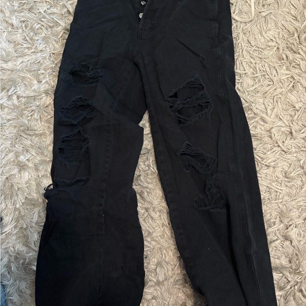 PacSun Black Distressed Flare Jeans